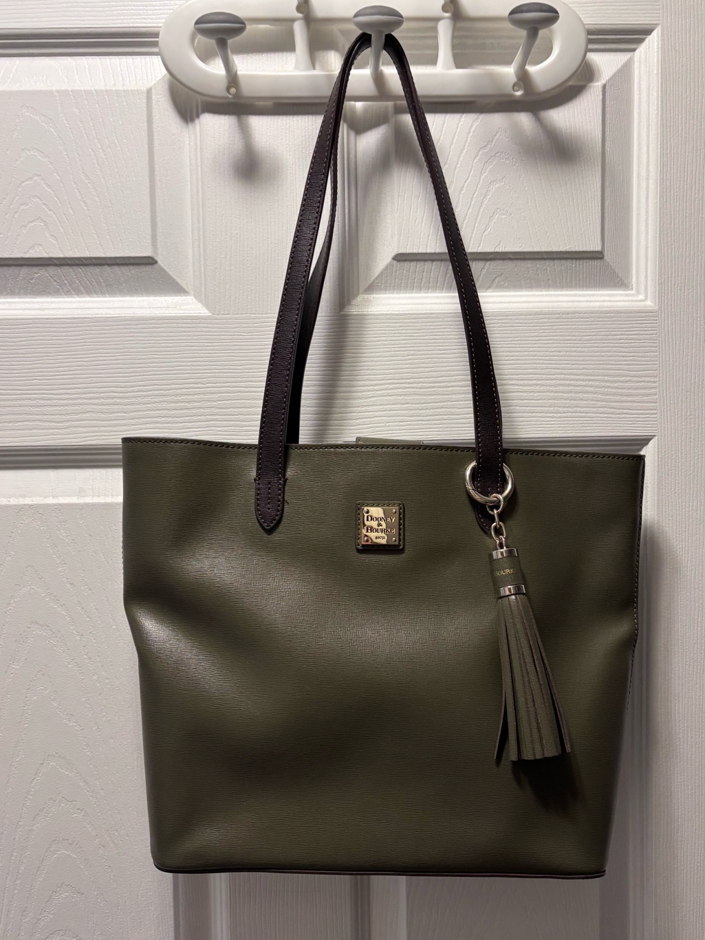 Dooney & Bourke Olive Green Saffiano Leather Shopper Tote
